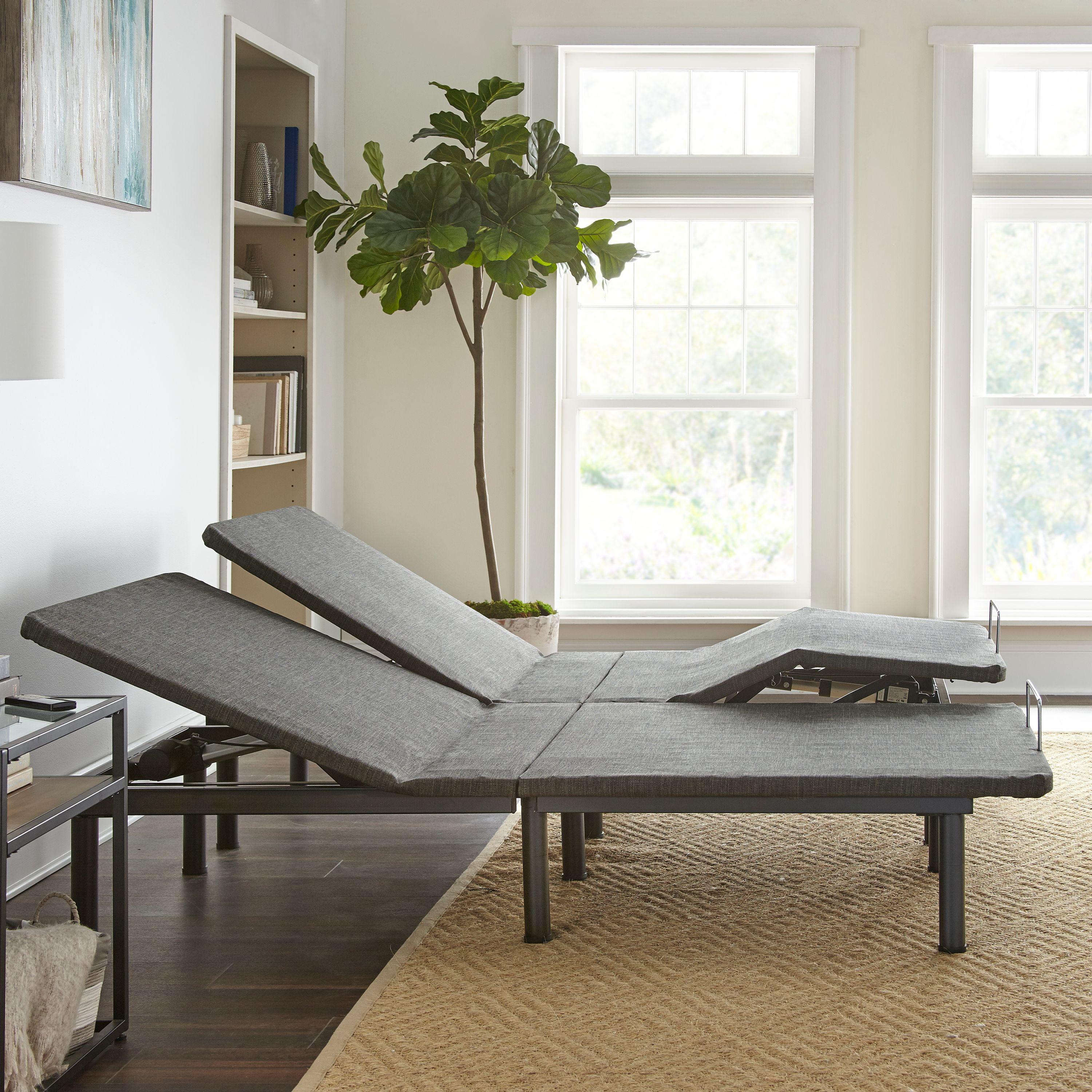 Boyd Sleep Zero Clearance Adjustable Upholstered Bed Base Frame with Wireless Remote, Twin XL