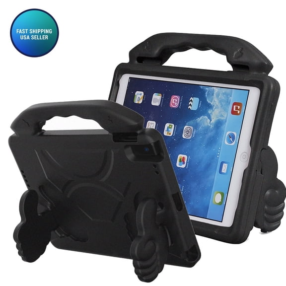 AMZER Kids Case for iPad 9.7 2018/2017/iPad Air 2/1/Pro 9.7 Shockproof Handle Convertible Stand Case for iPad 9.7 Inch 2018 (6th Generation)/2017 (5th Generation)/Air 2, Black