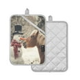 thumbnail image 2 of A Snowman with A Horse Square Insulation Pads 2 Piece Heat Resistant 338 Degrees F Oven Mitts for Kitchen Table BBQ Microwave and Other Cooking Occasions, 2 of 7