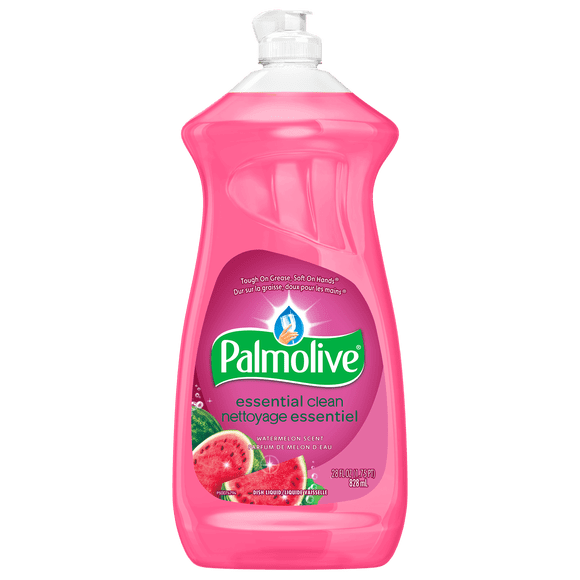 Palmolive Essential Clean Liquid Dish Soap, Watermelon Scented Dish Detergent, 828 ml Bottle