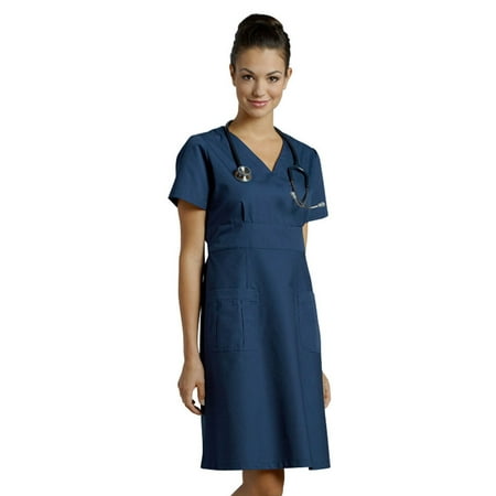 Mock Wrap Jersey Dress - White Cross Mock Wrap Nurse Dress