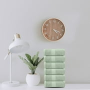 White Classic Hotel Collection Luxury Soft Cotton Hand Towels, Light Green, 16 x 30, 6 Pack