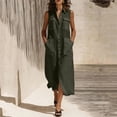 thumbnail image 6 of Summer Womens Dress with Patch Pockets Sleeveless Button-Down Casual Shirt Dress, 6 of 7