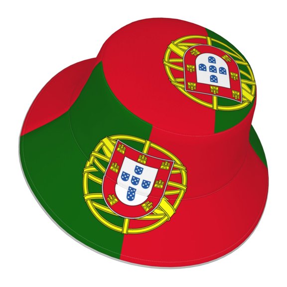 Portugal Flag Bucket Hat Stripe Beach Fisherman Hats For Women Men Reversible Double-Side-Wear With Reflective