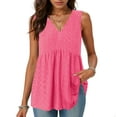 thumbnail image 2 of vigerkar Womens Tank Tops Peplum Tops for Women Dressy Sleeveless V Neck Babydoll Tank Tops (Hot Pink, M), 2 of 9