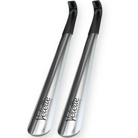 Metal Shoe Horn, 2 Pack- 16.5" Long- Long Handle Shoe Horn for Seniors, Men, Women and Kids