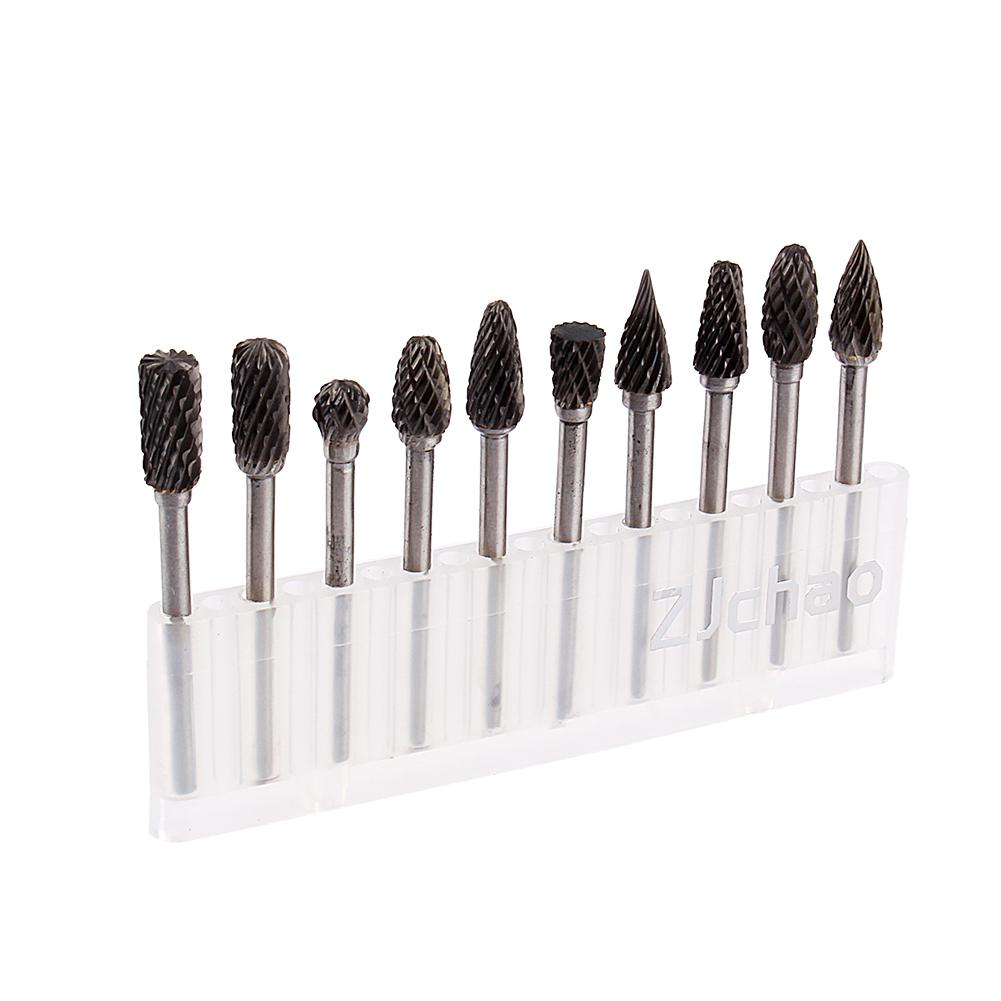 10PCS 3 x 6 mm Tungsten Steel Solid Carbide Burrs Rotary Drill Bit Tool