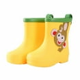 thumbnail image 6 of Hpapadks Boys Rain Boots Monkey Cartoon Waterproof Non Slip Water Shoes With Easy On Handles Hiking Outdoor Play Wide Calf Rubber Yellow 3-4 Y, 6 of 6