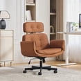 thumbnail image 3 of Peispie Criss Cross Office Chair with Adjustable Arms, Leather Cross Legged Desk Chair with Headrest, Wide Seat High Back Swivel Computer Office Chair for Home Office, Brown, 3 of 8