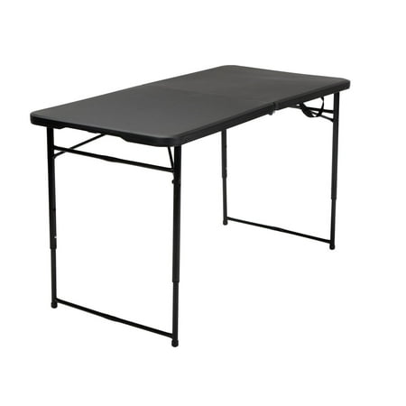 UPC 044681347801 product image for 4 ft. Indoor Outdoor Adjustable Height Center Fold Table with Carrying Handle, B | upcitemdb.com
