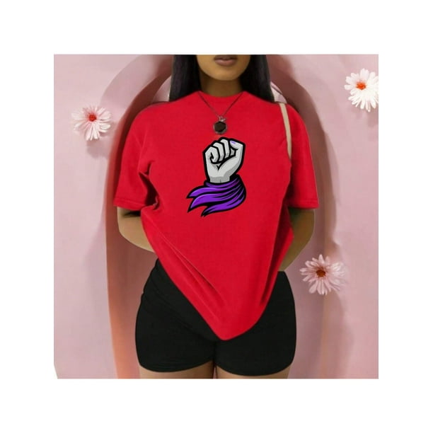 Playera Blusa De Puño Levantado Con Un Pañuelo Dia De La Mujer Color Rojo Talla Mediana Marca Emil SaEs