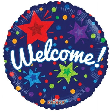 Kaleidoscope Brand Welcome Balloons 18 inch Mylars for All Occasion Parties - 5 Pack