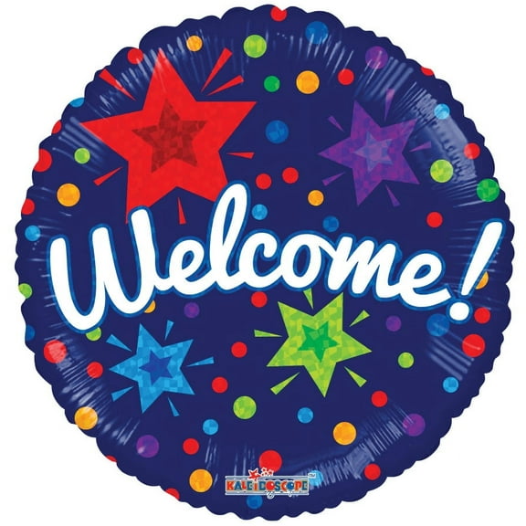 Kaleidoscope Brand Welcome Balloons 18 inch Mylars for All Occasion Parties - 5 Pack
