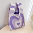thumbnail image 3 of Handmade Knit Handbag Women Mini Knot Wrist Bag Casual Plaid Tote Bag Reusable Shopping Bags Knit Handbag Wrist Bag, 3 of 7