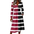 thumbnail image 3 of Womens Summer Casual Midi Maxi Dresses V Neck Long Sleeve a Line Dresses Boho Beach Floral Print Sundress, 3 of 5