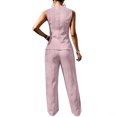 thumbnail image 2 of HBDesign Women Summer Seersucker 2 Piece Set V-Neck Vest Wide Leg Pants Slim Fit Outfit, 2 of 6