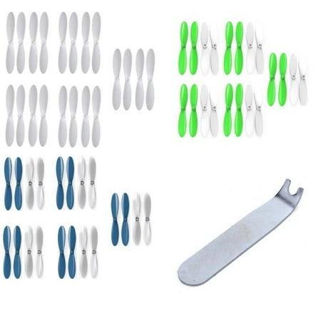 Image of HobbyFlip 55mm Propellers White Blue/Clear and Green/White w/ Puller Tool Compatible with Hubsan X4 H107C+ PLUS