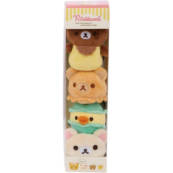 Rlakkuma Amusement Series Macaroon Mini Plush 4-Pack (Rilakkuma, Korilakkuma, Kiiroitori, & Chairoikoguma)