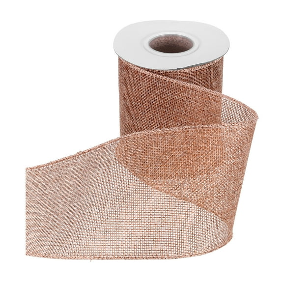 Uxcell Burlap Wired Ribbon 4" x 10 Yard Wired Edge Ribbon Woven Strap, Beige