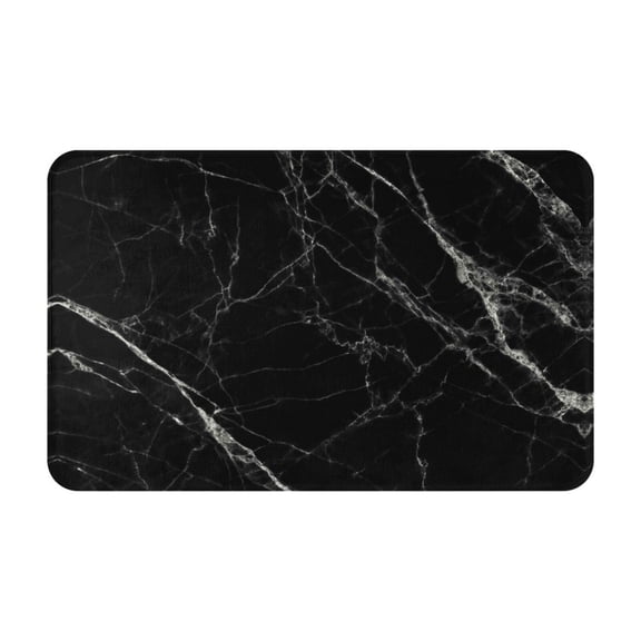 Bathroom Rugs Non Slip Washable - Black Marble Kitchen Mats for Floor, Area Rugs for Entryway Rugs Indoor, Laundry Bathroom Room Door Rug with Rubber Backing 20x31.5in