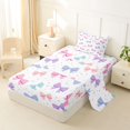 thumbnail image 2 of spefrowx Cute Princess Bow Twin Sheets for Girls, Multicolor Ribbon Star Dots Bedding, 3-Piece, 1 Flat Sheet, 1 Fitted Sheet and 1 Pillowcase, 2 of 6