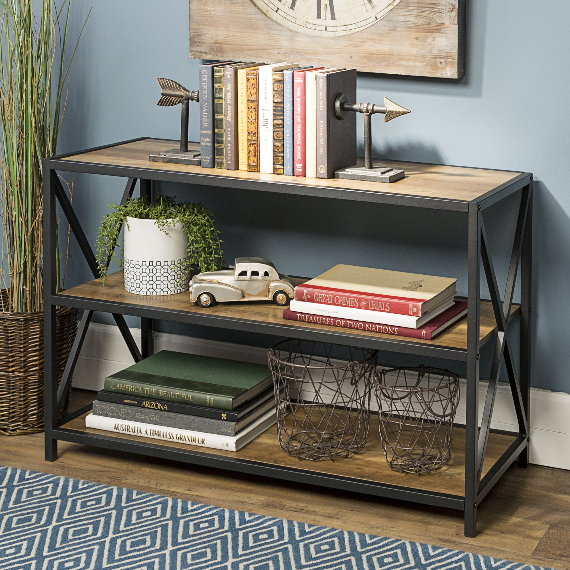 Frisco Xframe Rustic Oak Bookcase by River Street Designs Walmart