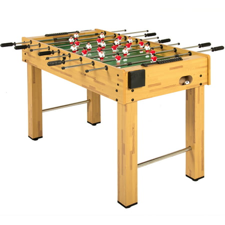 Best Choice Products 48in Competition Sized Wooden Soccer Foosball Table w/ 2 Balls, 2 Cup Holders for Home, Game Room, Arcade - Natural