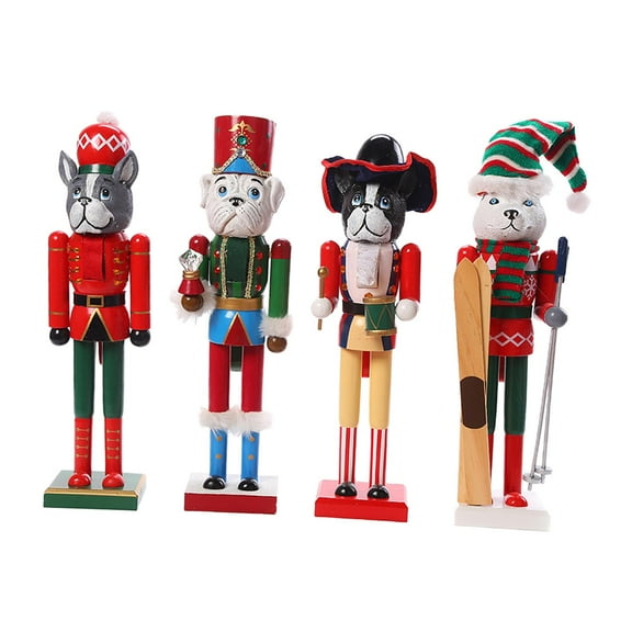Sharprepublic 4Pcs Dog 15 inch Traditional Wooden Nutcracker for Festive Home Party Favors