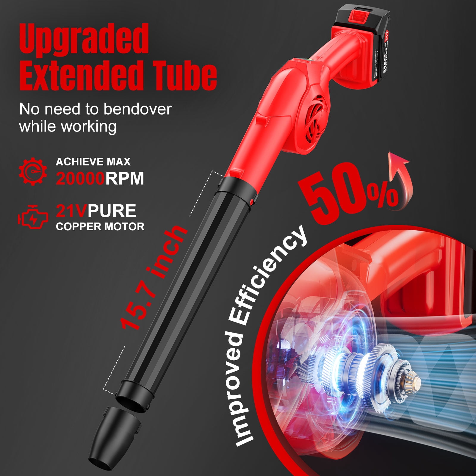 Tanbaby Cordless Leaf Blower for Lawn Care, Electric Leaf Blowers with 2 x 3.0Ah Battery, 3 Variable Speeds, Handheld Mini Leaf Blower for Patio, Yard, Dust & Snow Blowing