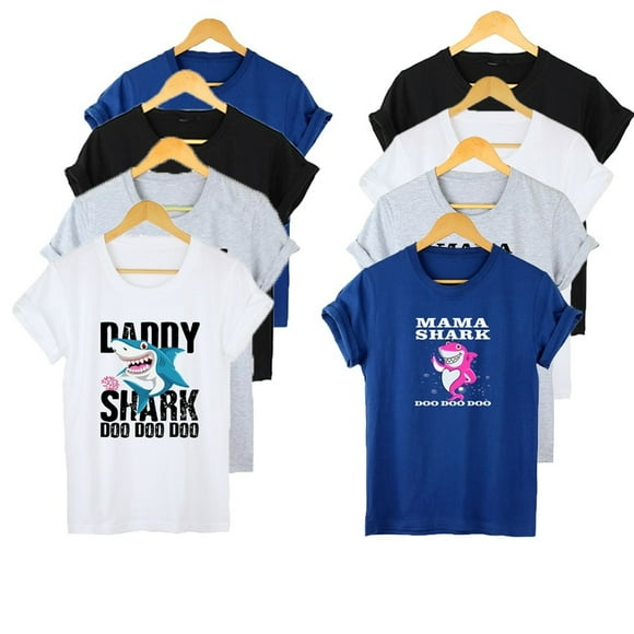 Summer Women´s Mens Short Sleeves DADDY SHARK Print Causal T-Shirts Top