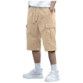 thumbnail image 1 of Mgmyaa Men's Cargo Shorts Drawstring Elastic Waist Solid Plus Size Over the knee Shorts Loose Casual Pants, 1 of 8