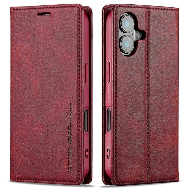 LC.IMEEKE For iPhone 16 Plus Leather Case RFID Blocking Card Slots Phone Cover - Black