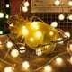 thumbnail image 4 of Guirnalda de luces LED navideñas | Funciona con pilas (2 pilas AA) | Luces solares de plástico blanco | Decoración para interiores y exteriores, bodas y dormitorios | Brillo amarillo cálido y, 4 of 6