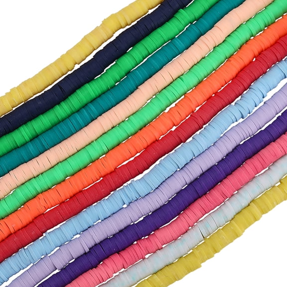 14 Colors 4200PCS Heishi Beads Strands with Holes Polymer Clay Handmade Rainbow Flat Round Disc Loose Spacer Bead Bulk