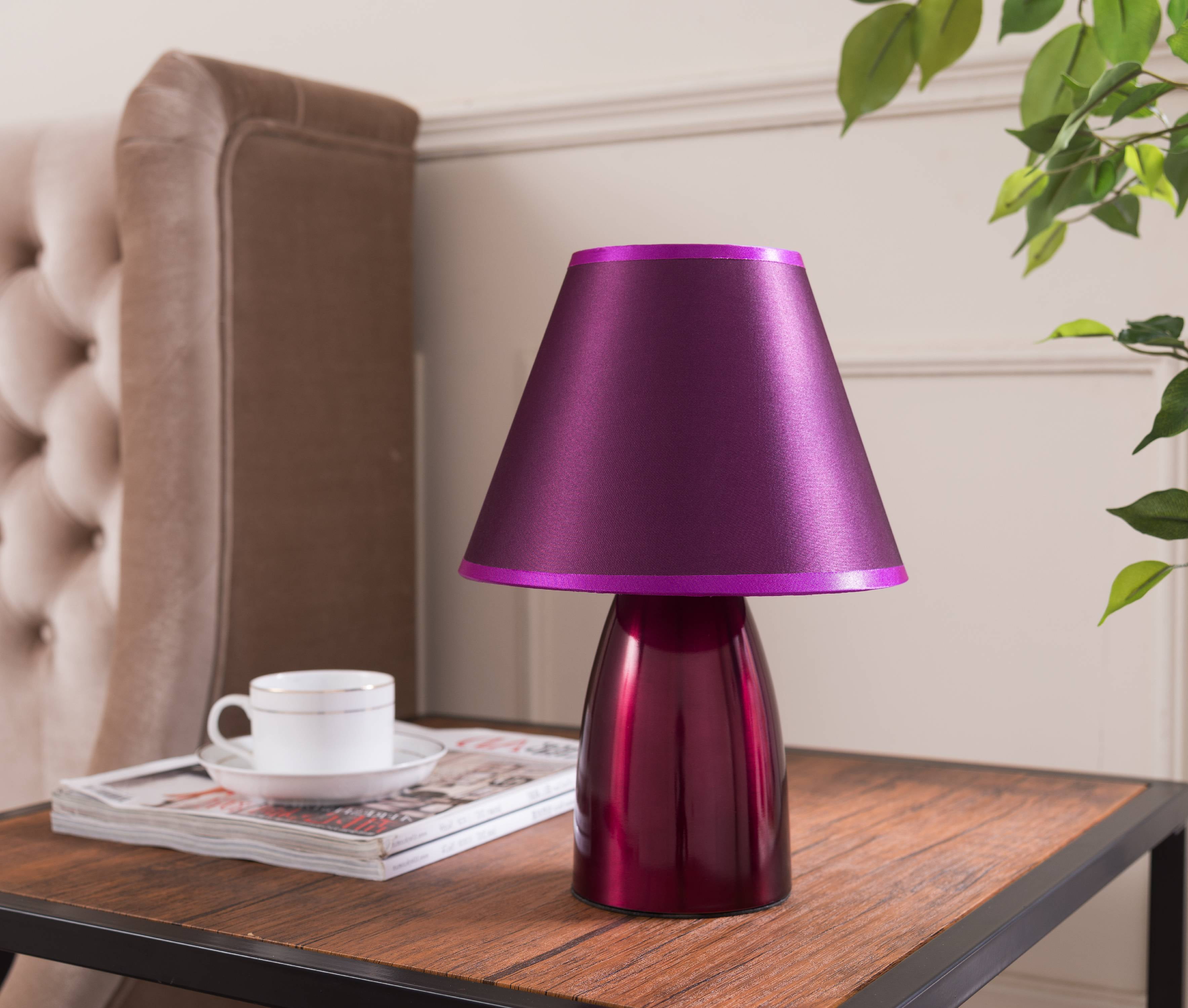 Zed Purple Metal Fabric Empire Shade Table Lamp