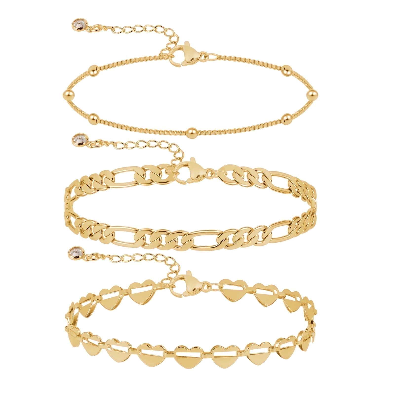 GOSFRY 14K Gold Plated Anklet Bracelets Set photo 3
