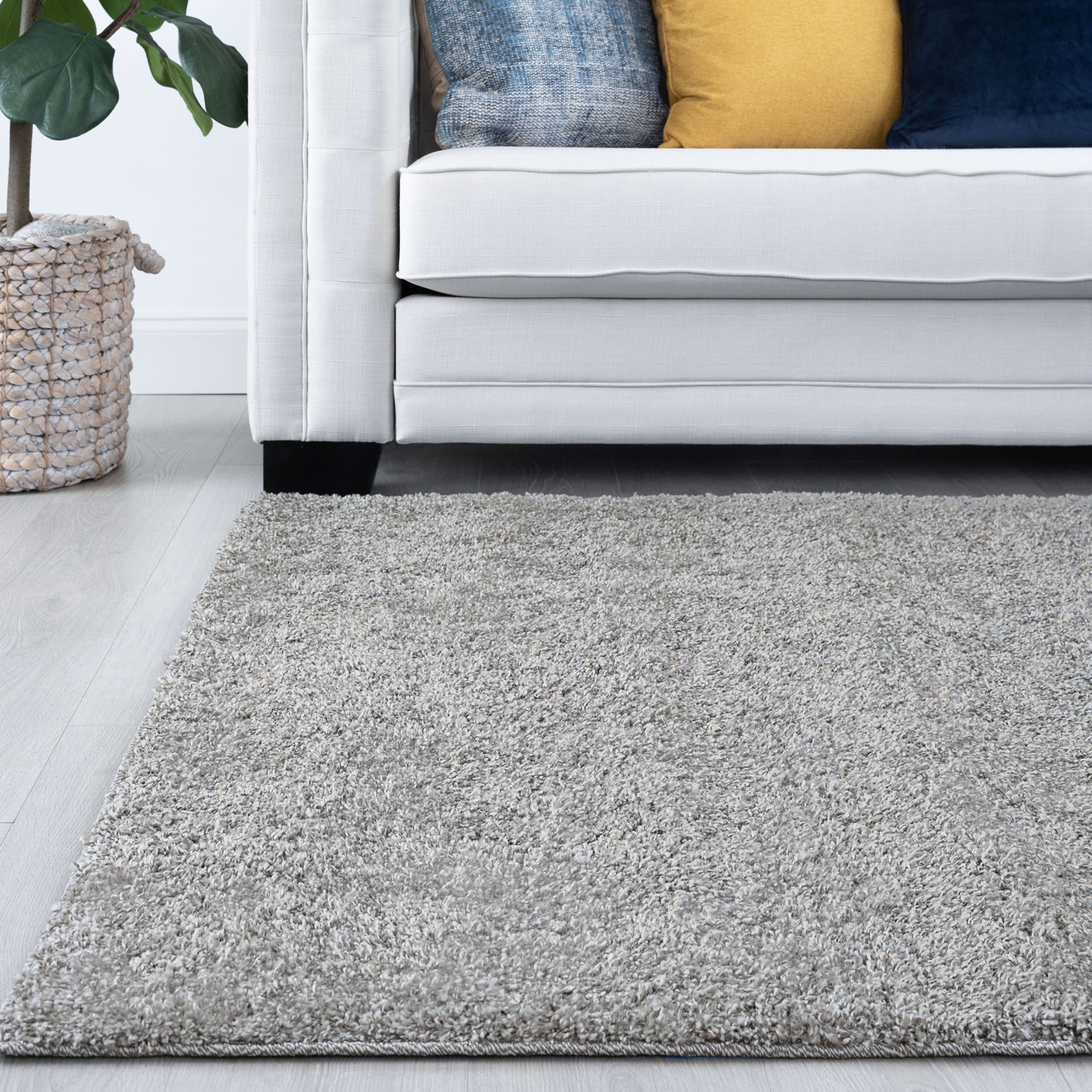 Shag 8x10 Area Rug Thick (7'10'' x 10') Solid Taupe Living Room Easy to Clean