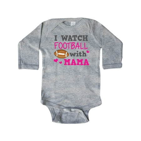 

Inktastic I Watch Football with My Mama Gift Baby Girl Long Sleeve Bodysuit