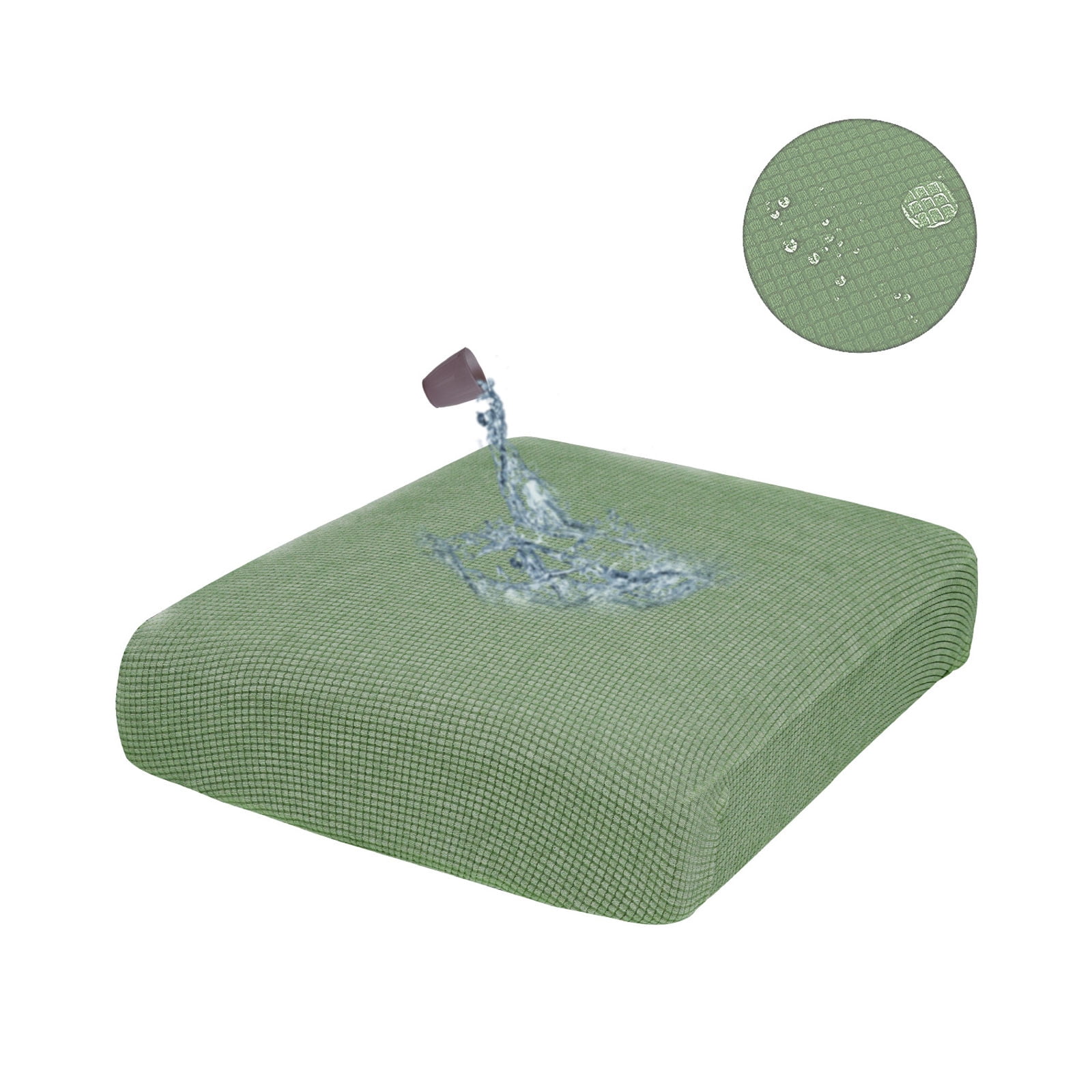 Stretch Couch Cushion Covers Waterproof, Jacquard Fabric Sofa Seat Slipcover Protectors for Chair Loveseat Individual 1 2 3 4 Seats Couch Covers-Bean Green-1 Seats