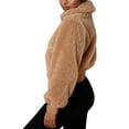 thumbnail image 4 of FANCYINN Womens Teddy Cropped Faux Fur Jacket Furry Lapel Coat Zip Up With Pockets Warm Winter Khaki M, 4 of 7