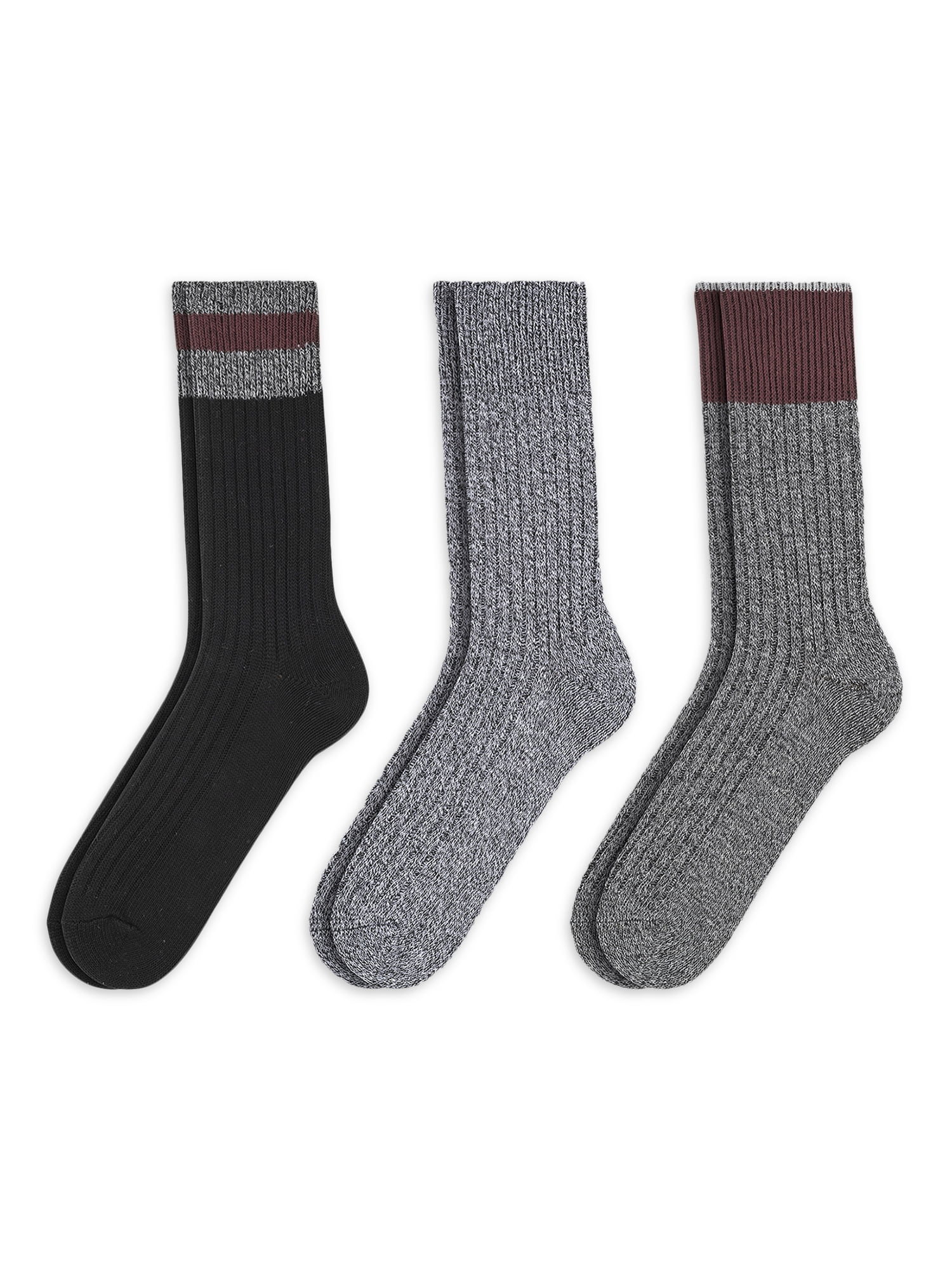 George Men's Cotton Rib Boot Crew Socks, 3-Pack