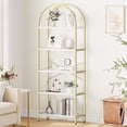 thumbnail image 1 of 5 Tier Arched Bookshelf Bookcase Display Racks 70.8inch Tall Standing Bookshelves Metal Frame Rustic Storage Rack Shelf Brown Book Shelf for Bedroom, Living Room, Home Office, 1 of 9