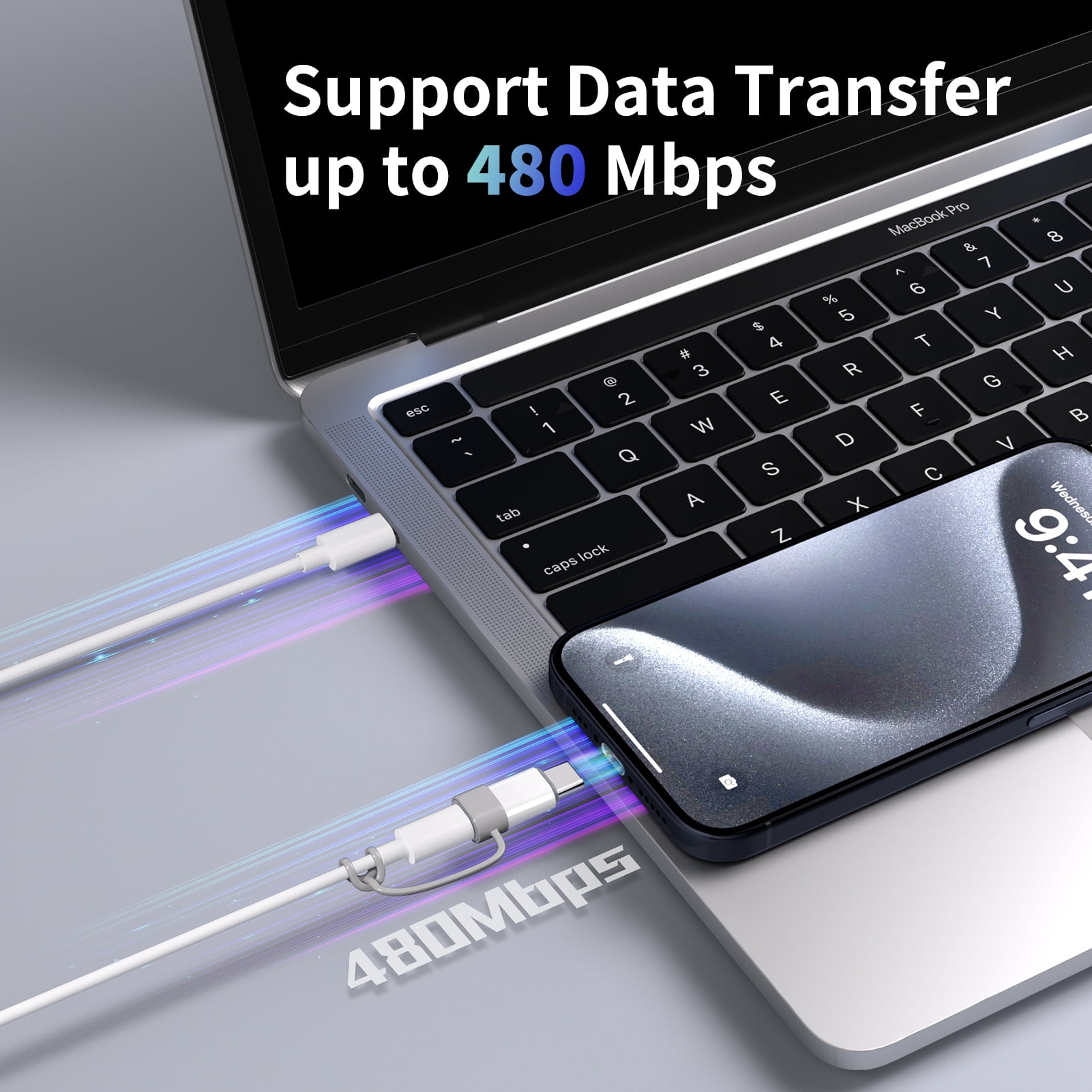 Lightning to USB C Adapter Compatible with Phone, Pad, Support Charging, Not for Audio, Type C Charger Connector