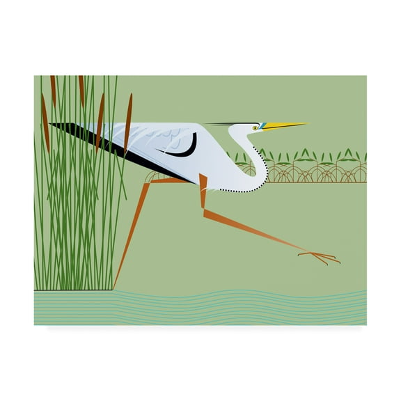 Trademark Fine Art 'Great Blue Heron On Green' Canvas Art by Marie Sansone