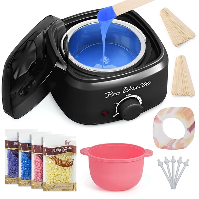 Kit de calentador de cera para depilación, kit de olla de cera para derretir, máquina eléctrica, calentador de cera caliente depilatoria, máquina de depilación portátil para mujeres, uso doméstico (kit negro n.º 1) esquí esquí Gafas de esquí