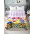 thumbnail image 4 of Purple Plaid Tulip Flat Sheet Only Twin Size, Soft Breathable Bed Top Sheets for Mattress, Spring Floral Watercolor Botanical Luxury Bedding Flat Sheets for Home Hotel Bedroom Bed Protection, 4 of 9
