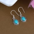 thumbnail image 6 of Natural Turquoise Oval Gemstone Handmade 925 Sterling Silver Dangle Earrings | Vibrant Blue Jewelry, 6 of 6