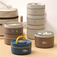 thumbnail image 6 of Stainless Steel Food Warm Lunch Container Double Layer Round Food Grade Lunch Box with Lid, 6 of 7