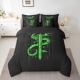 thumbnail image 2 of Feelyou Western Magic Animal Bedding Comforter Set 7 Pieces for Kids, Green Dragon Wildlife Full Bedding Set, Splatter Artwork Reversible Fitted Sheet Flat Sheet, Breathable Home Decor, 2 of 8