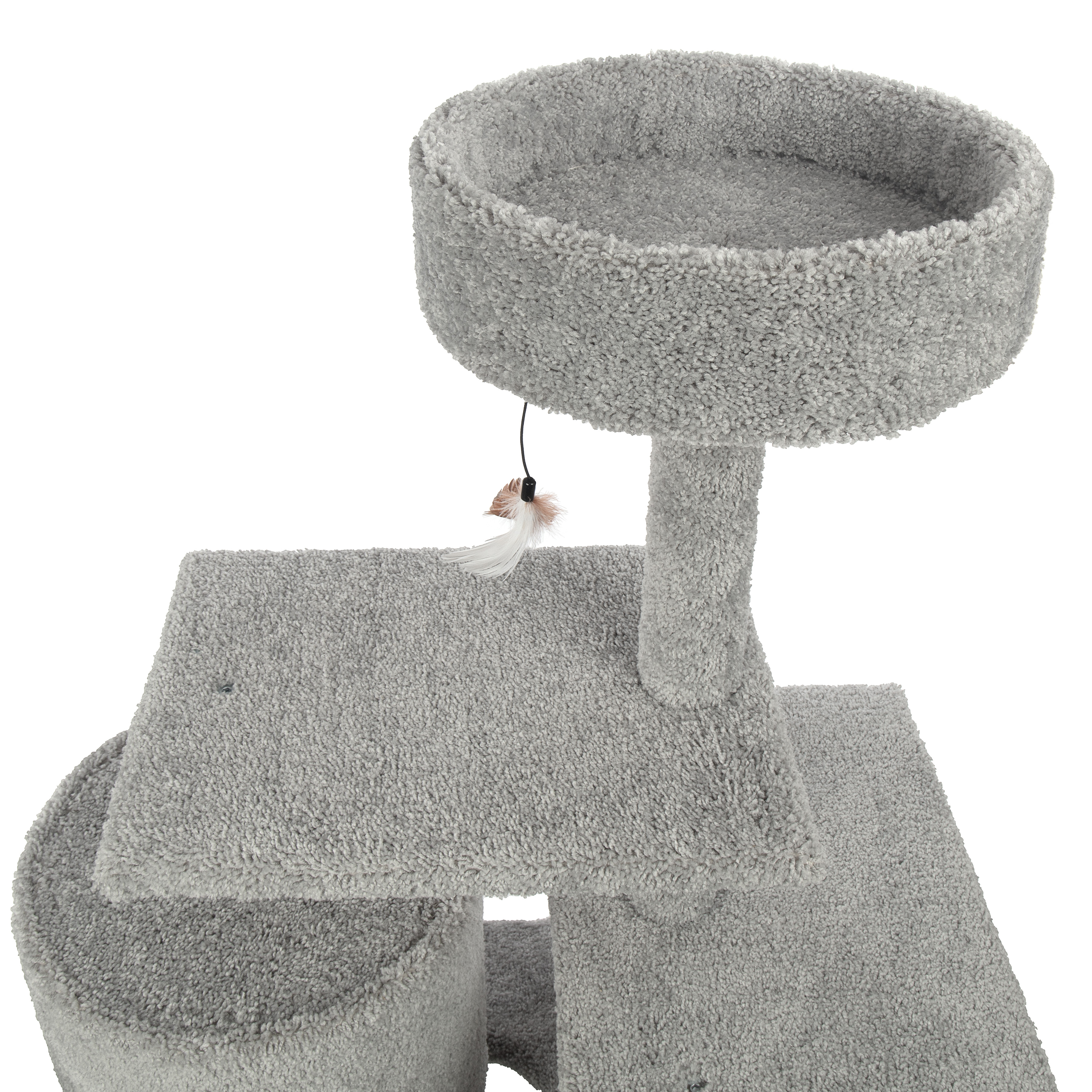 Kitty-Quick 59-in Solid Wood Cat Tree, Grey